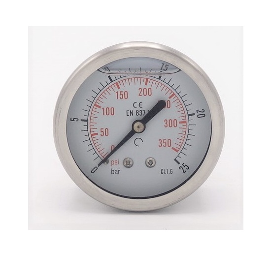 Manomètres en acier inoxydable – raccordement arrière 0 - 25 bar 1/4”