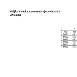 Vannes papillon pneumatiques, en inox, tri CLAMP | DN40