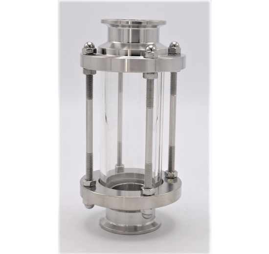 Indicateur de circulation droit, inox, CLAMP C-C, longue