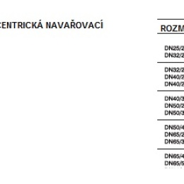 rozměry redukce excentrické navařovací