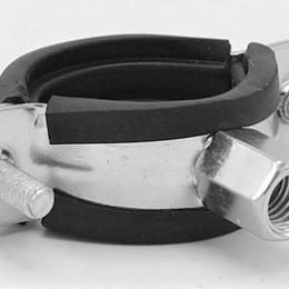 Collier de serrage avec caoutchouc EPDM, deux vis, M8/M10, galvanisé 32-36 mm