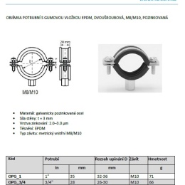 Collier de serrage avec caoutchouc EPDM, deux vis, M8/M10, galvanisé 20-25 mm