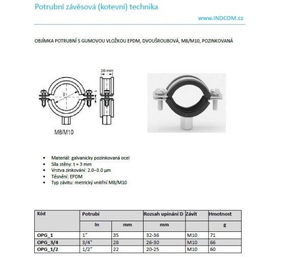 Collier de serrage avec caoutchouc EPDM, deux vis, M8/M10, galvanisé 20-25 mm