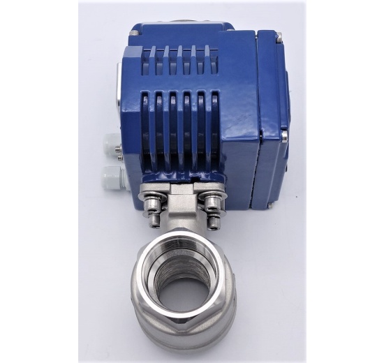 Vanne à bille inox en deux pièces avec dispositif d'asservissement