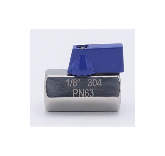 Robinet à boisseau sphérique MINI en acier inoxydable à débit réduit, monobloc, fileté 1/8”