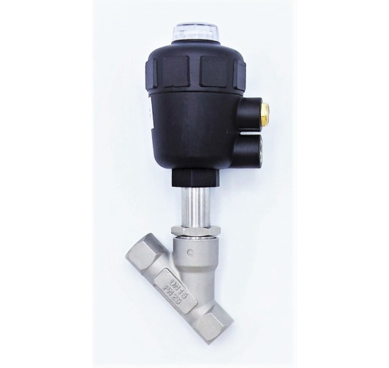 Vanne pneumatique avec le siège incliné-45° DN15 Joint PPL