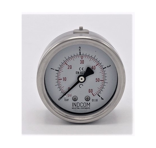 Manomètres en acier inoxydable – raccordement arrière 0 - 4 bar 1/4”
