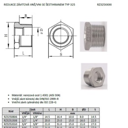 Réduction de filetage de l'extérieur/de l'interieur type 325 | 6/4"x1"