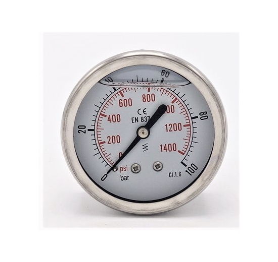 Manomètres en acier inoxydable – raccordement arrière 0 - 100 bar 1/4”