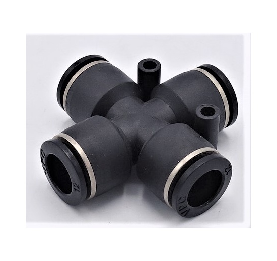 Manchon en X, DN 12mm, éléments pneumatiques, raccords enfichables en plastique