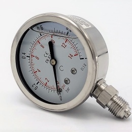 Manomètre en acier inoxydable - connexion radiale 0 - 1 bar (1/4”)