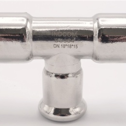 Pièce en T, pressage, réduite F/F/F 18_15_18, inox