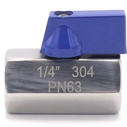 Robinet à boisseau sphérique MINI en acier inoxydable à débit réduit, monobloc, fileté