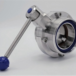 Vannes papillon filetées, DIN mâles, sanitaires inox