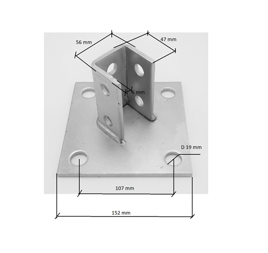 Pied d'ancrage carré galvanisé, collier de selle