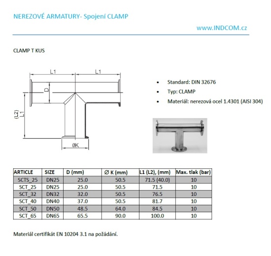 Tri CLAMP equal tee | DN32 (K50.5)
