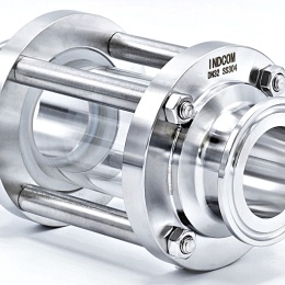 Sanitaire verre de viséur droit, inox, Clamp C-C, court | DN32 (collier 50.5mm)