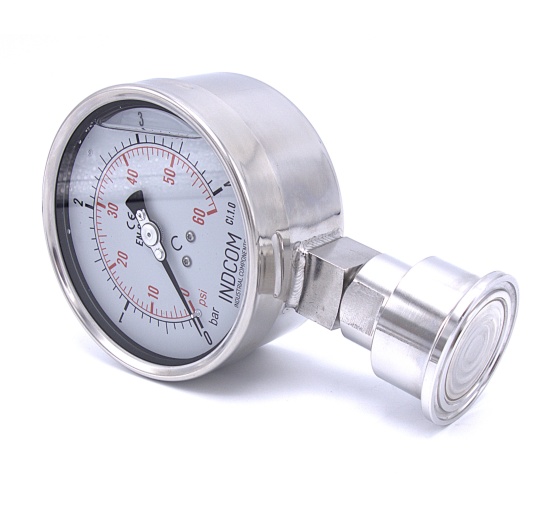 Manomètre avec séparateur à membrane en inox - CLAMP, cadran 100 mm, (K50.5 mm)