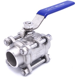 Robinet à tournant sphérique, acier inox avec plein débit, en trois parties, soudé | DN25 (35x4mm)