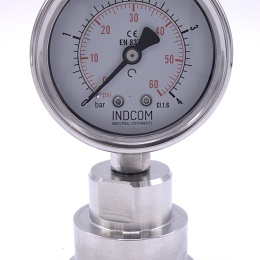*** NOT TRANSLATED *** Celonerezový tlakoměr s oddělovací membránou CLAMP DIN 32676, 63 mm,0-8 bar, clamp límeček-50,5mm