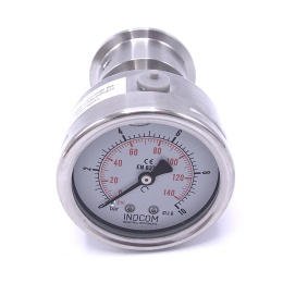 Manomètre avec séparateur à membrane (connexion arrière) en inox - CLAMP, cadran 63 (K50.5mm)