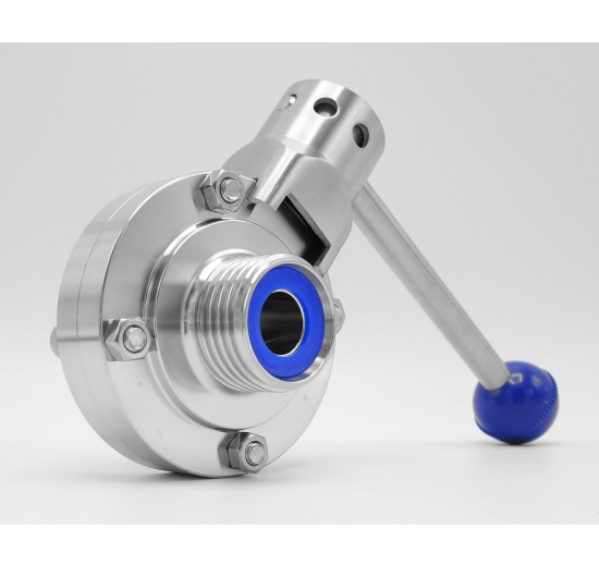 Vanne papillon filetées, en inox, DIN mâles G-G | DN15