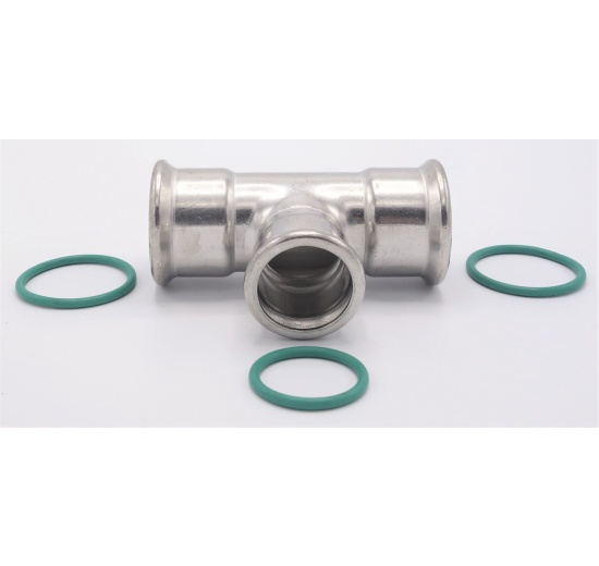 Pièce en T, pressage, réduite F/F/F 35_28_35, inox