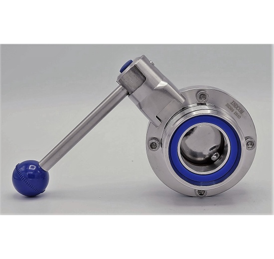 Vanne papillon filetées, en inox, DIN mâles G-G