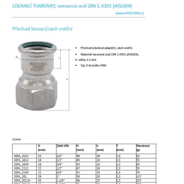 Adaptateur de pressage/filetage interne, inox