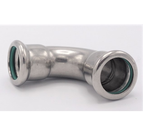 Coude 90°, raccords pressés, F/F | 22 mm, acier inoxydable