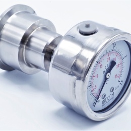 Manomètre 63 mm (raccordement arrière) avec membrane de séparation CLAMP DIN 32676 0-2,5 bar, (clamp-50,5mm)