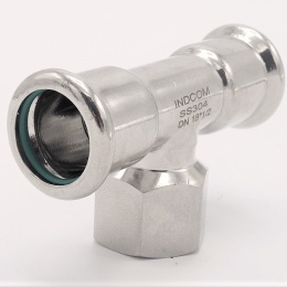 Pièce en T, pressée, F/F(filetage intérieur)/F | 18_1/2"_18, inox