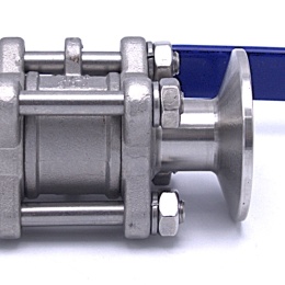 Robinet à boisseau sphérique en acier inoxydable à plein débit, en trois parties, CLAMP | DN15 (K50.5)
