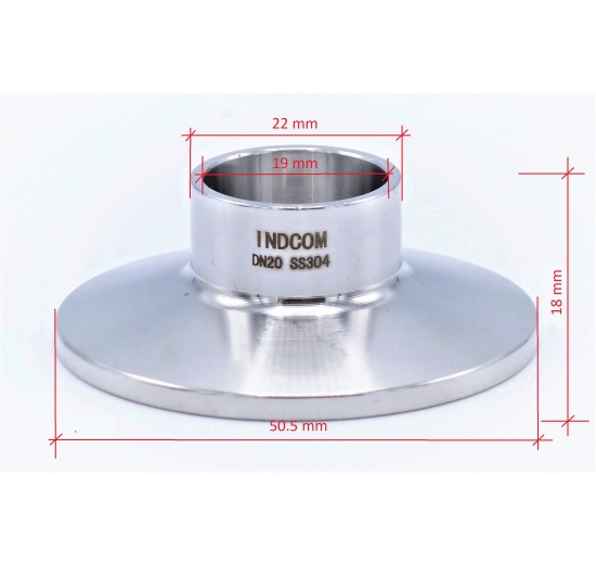 clamp hrdlo navařovací DN20 - rozměry