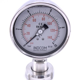 Manomètre avec séparateur à membrane - visserie alimentaire DIN 11851, cadran 100 mm, matrice DN25| 0-2,5 bar