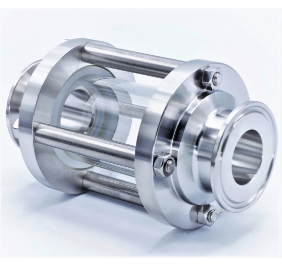 Sanitaire verre de viséur droit, inox, Clamp C-C Connexion CLAMP DIN 32676