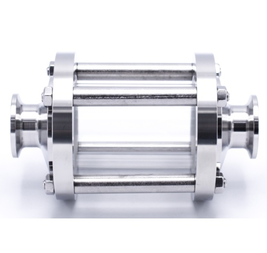 Sanitaire verre de viséur droit, inox, Clamp C-C, court | DN20 (collier 34mm)