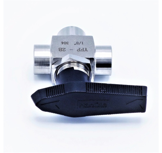 MINI Robinet à tournant sphérique, acier inox, 3 voies, fileté 1/8"