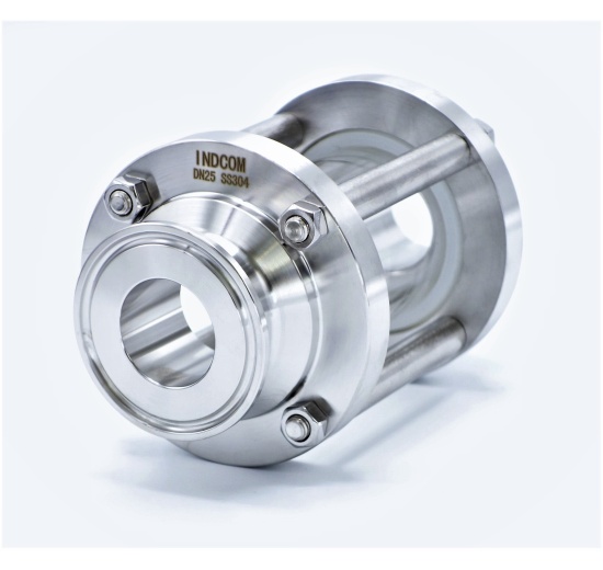 Sanitaire verre de viséur droit, inox, Clamp C-C Connexion CLAMP DIN 32676