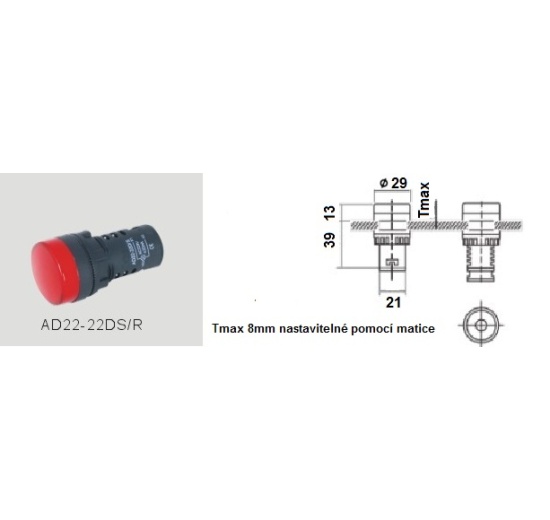 signálka červená AC/DC 24 V - datasheet