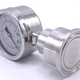 Manomètre avec séparateur à membrane - en acier inoxydable CLAMP, cadran 63 mm | 0-4 bar, (clamp-50,5mm)