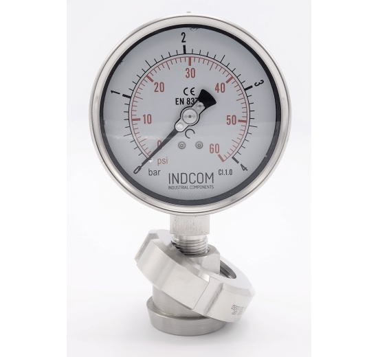 Manomètre avec membrane de séparation, raccord alimentaire DIN 11851, cadran 100 mm, écrou DN32 0-4 bar