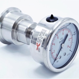 Manomètre tout inox, cadran 63 mm (raccordement arrière), avec membrane séparatrice CLAMP DIN 32676 - collier 50,5 mm 0-1 bar
