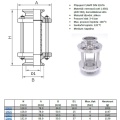 Sanitaire verre de viséur droit, inox, Clamp C-C, court | DN32 (collier 50.5mm)