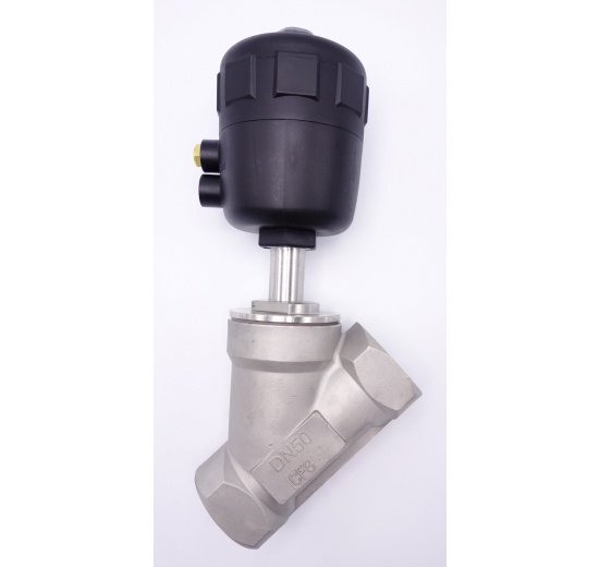Vanne pneumatique avec le siège incliné-45°| G-filetage 2" Joint PPS