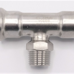 Pièce en T, pressage, F/M (filetage extérieur)/F | 22_1/2"_22 inox