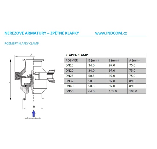 Clapet anti-retour, en inox, Clamp type C-C | DN15 (K34)