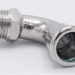 Coude 90°, à sertir, F/filetage extérieur 18 mm_1/2" acier inoxydable