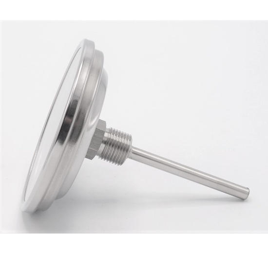 Celonerezový bimetalový teploměr s ponorným dříkem, závitový (1/2”), 0-150 ℃,  100 mm