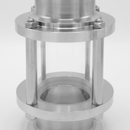 Sanitaire verre de viséur droit, inox, Clamp C-C, court | DN65 (collier 91mm)